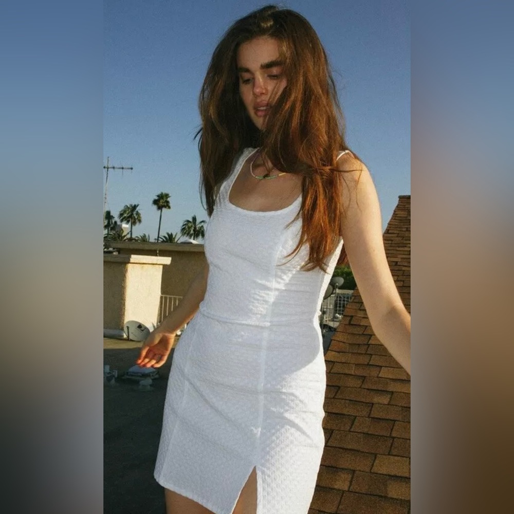 Urban Outfitters UO White Folly Fitted Notched Mini Dress